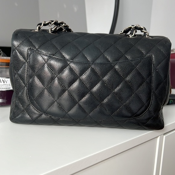 CHANEL JUMBO CAVIAR SINGLE FLAP BAG black silver - Picture 4 of 17